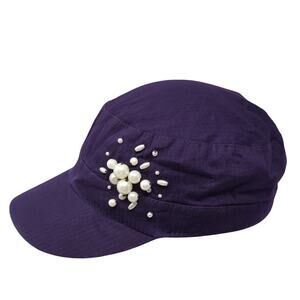 Something Special Cadet Army Cap Purple One Size Stretchable With Pearl Cotton